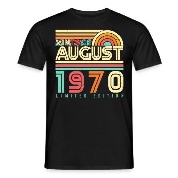 Salutations d’anniversaire août 1970 - T-shirt homme - noir - Devant - AI Model Male 178 light (178cm)