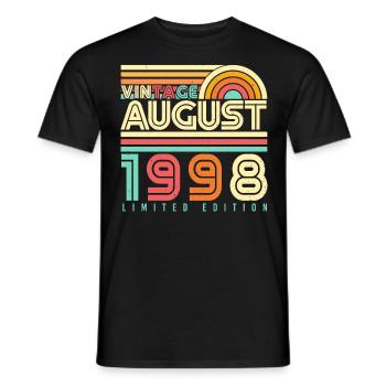 Mois de naissance Août 1998 - T-shirt homme - noir - Devant - AI Model Male 178 light (178cm)