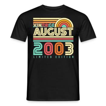 Born in August 2003 - Men's T-Shirt - black - Front - AI Model Male 178 light (178cm)