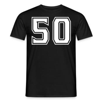 50 Weiss Simpel Design - Männer T-Shirt - Schwarz - Vorne - AI Model Male 178 light (178cm)