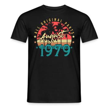 Né en 1979 en août - T-shirt homme - noir - Devant - AI Model Male 178 light (178cm)