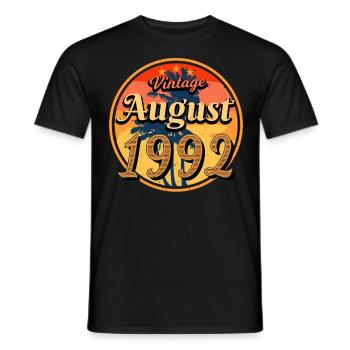 Zum 30.Lebensjahr August 1992 - Männer T-Shirt - Schwarz - Vorne - AI Model Male 178 light (178cm)