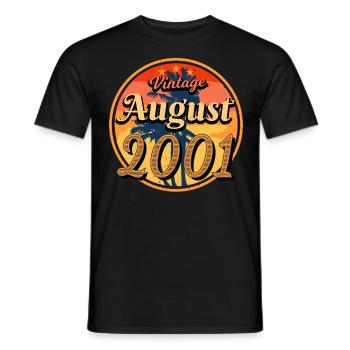 Année de naissance 2001 en août - T-shirt homme - noir - Devant - AI Model Male 178 light (178cm)