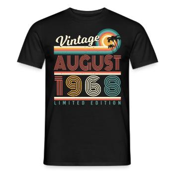 August 1968 Retro - Men's T-Shirt - black - Front - AI Model Male 178 light (178cm)