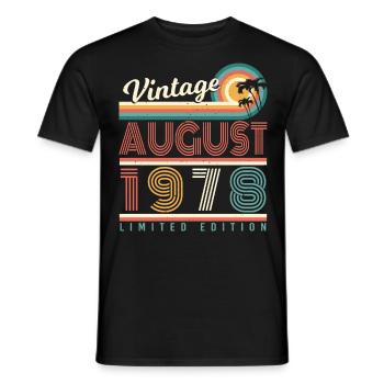 Salutations d’anniversaire 1978 Août - T-shirt homme - noir - Devant - AI Model Male 178 light (178cm)