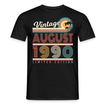Baujahr 1990 August - Männer T-Shirt - Schwarz - Vorne - AI Model Male 178 light (178cm)