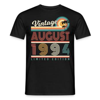 Baujahr 1994 August - Männer T-Shirt - Schwarz - Vorne - AI Model Male 178 light (178cm)