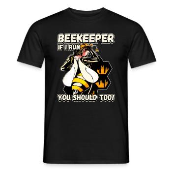 Beekeeper - if I run you should also be funny - Men's T-Shirt - black - Front - AI Model Male 178 light (178cm)