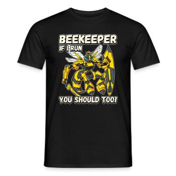 Beekeeper - if I run you should also be funny - Men's T-Shirt - black - Front - AI Model Male 178 light (178cm)