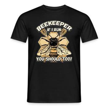 Beekeeper - if I run you should also be funny - Men's T-Shirt - black - Front - AI Model Male 178 light (178cm)