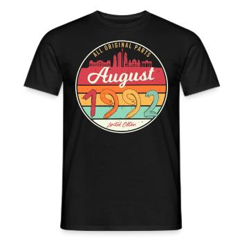 A l’âge de 30 août 1992 - T-shirt homme - noir - Devant - AI Model Male 178 light (178cm)