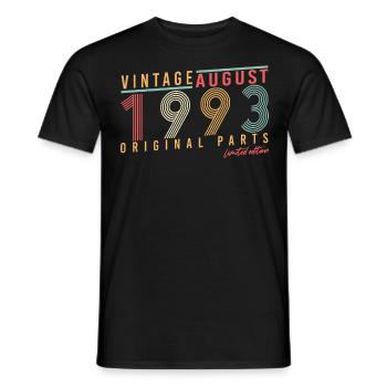 August 1993 Gift idea - Men's T-Shirt - black - Front - AI Model Male 178 light (178cm)