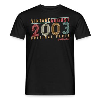 Born in August 2003 - Men's T-Shirt - black - Front - AI Model Male 178 light (178cm)