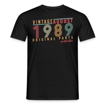 Année de construction 1989 en août - T-shirt homme - noir - Devant - AI Model Male 178 light (178cm)