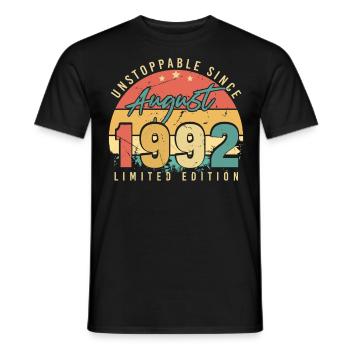 A l’âge de 30 août 1992 - T-shirt homme - noir - Devant - AI Model Male 178 light (178cm)
