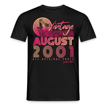 Mois de naissance Août 2001 - T-shirt homme - noir - Devant - AI Model Male 178 light (178cm)