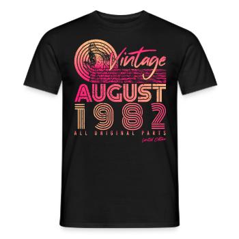 40e anniversaire août 1982 - T-shirt homme - noir - Devant - AI Model Male 178 light (178cm)