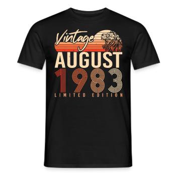 Birthday greeting for August 1983 - Men's T-Shirt - black - Front - AI Model Male 178 light (178cm)