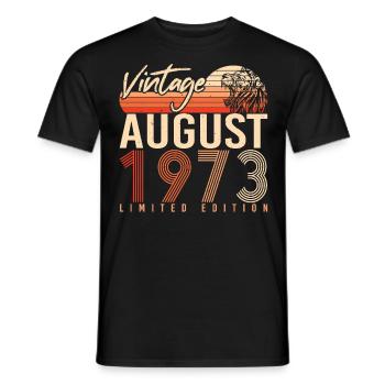 1973 August Vintage - Men's T-Shirt - black - Front - AI Model Male 178 light (178cm)