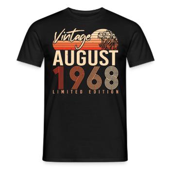1968 August Retro - Men's T-Shirt - black - Front - AI Model Male 178 light (178cm)