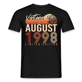 Mois de naissance Août 1998 - T-shirt homme - noir - Devant - AI Model Male 178 light (178cm)