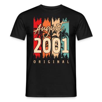 Mois de naissance Août 2001 - T-shirt homme - noir - Devant - AI Model Male 178 light (178cm)