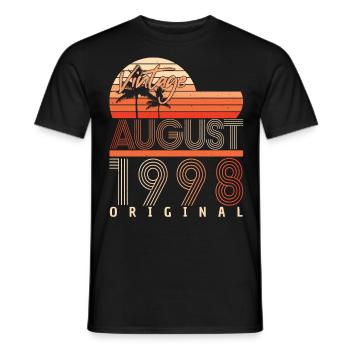 Mois de naissance Août 1998 - T-shirt homme - noir - Devant - AI Model Male 178 light (178cm)