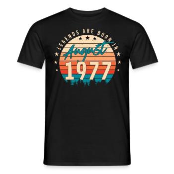 Baujahr August 1977 - Männer T-Shirt - Schwarz - Vorne - AI Model Male 178 light (178cm)