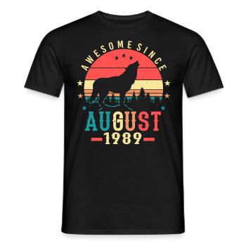 Né en 1989 en août - T-shirt homme - noir - Devant - AI Model Male 178 light (178cm)