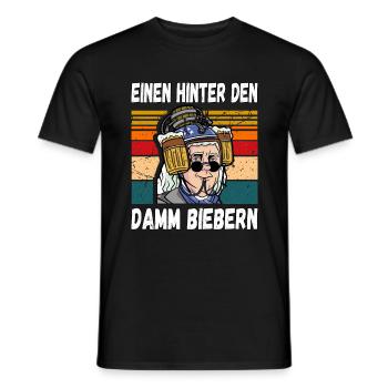 Einen Hinter den Damm Biebern Witziger Trinkspruch - Männer T-Shirt - Schwarz - Vorne - AI Model Male 178 light (178cm)
