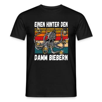 Einen Hinter den Damm Biebern Witziger Trinkspruch - Männer T-Shirt - Schwarz - Vorne - AI Model Male 178 light (178cm)