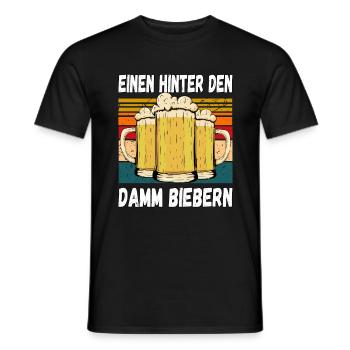 Einen Hinter den Damm Biebern Witziger Trinkspruch - Männer T-Shirt - Schwarz - Vorne - AI Model Male 178 light (178cm)