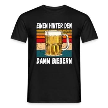 Einen Hinter den Damm Biebern Witziger Trinkspruch - Männer T-Shirt - Schwarz - Vorne - AI Model Male 178 light (178cm)