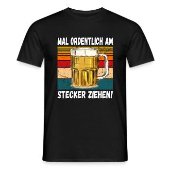 Mal Ordentlich am Stecker Ziehen! Witziger Spruch - Männer T-Shirt - Schwarz - Vorne - AI Model Male 178 light (178cm)