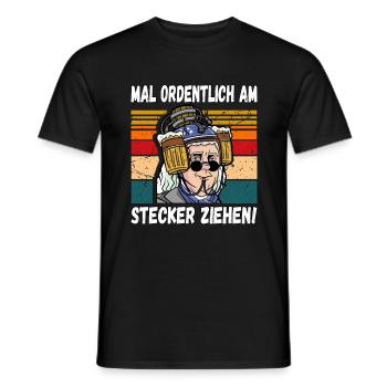 Mal Ordentlich am Stecker Ziehen! Witziger Spruch - Männer T-Shirt - Schwarz - Vorne - AI Model Male 178 light (178cm)