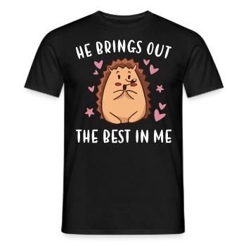 Hedgie He Brings Out The Best In Me Hedgehog - Men's T-Shirt - black - Front - AI Model Male 178 light (178cm)