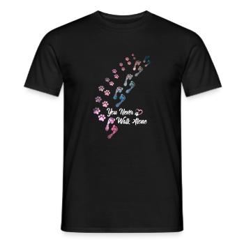 Vous ne marchez jamais seul Chien Amoureux des chiens Gassi - T-shirt homme - noir - Devant - AI Model Male 178 light (178cm)