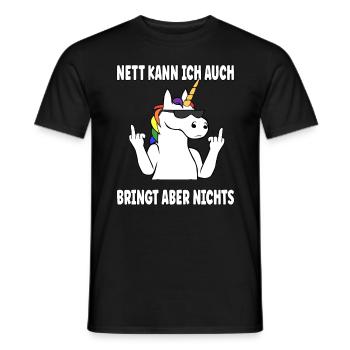 Nett Kann Ich Auch Bringt Aber Nix Lustig Einhorn - Männer T-Shirt - Schwarz - Vorne - AI Model Male 178 light (178cm)