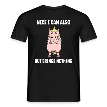 Sympa puis-je aussi apporter mais rien de drôle de licorne - T-shirt homme - noir - Devant - AI Model Male 178 light (178cm)
