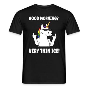 Guten Morgen? Ganz Dünnes Eis Morgenmuffel Einhorn - Männer T-Shirt - Schwarz - Vorne - AI Model Male 178 light (178cm)