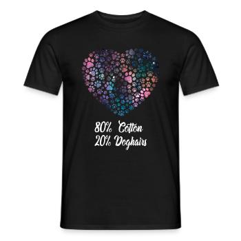 Coton Poils de chien Pattes Coeur - Dictons de chien - T-shirt homme - noir - Devant - AI Model Male 178 light (178cm)
