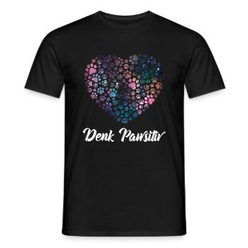 Denk Positiv ( Pawsitiv ) Hundeherz- Hunde Sprüche - Männer T-Shirt - Schwarz - Vorne - AI Model Male 178 light (178cm)