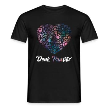 Denk Positiv ( Pawsitiv ) Hundeherz- Hunde Sprüche - Männer T-Shirt - Schwarz - Vorne - AI Model Male 178 light (178cm)
