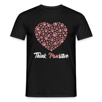 Think Positive ( Pawsitiv ) Dog Heart - Dictons pour chiens - T-shirt homme - noir - Devant - AI Model Male 178 light (178cm)