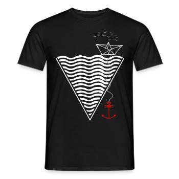 Triangle mer et amour du bateau - T-shirt homme - noir - Devant - AI Model Male 178 light (178cm)