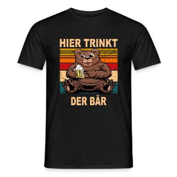 Hier Trinkt der Bär Biertrinker Sauf Spruch Bär - Männer T-Shirt - Schwarz - Vorne - AI Model Male 178 light (178cm)