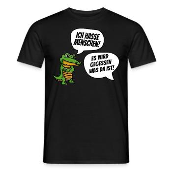 Krokodil hasst Menschen Comic Lustig - Männer T-Shirt - Schwarz - Vorne - AI Model Male 178 light (178cm)
