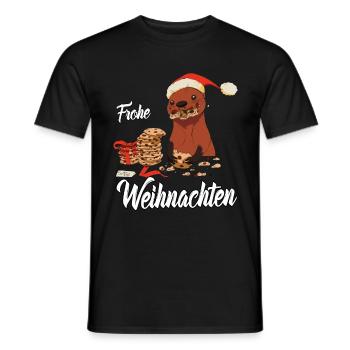 Frohe Weihnachten Otter Heilig Abend Bescherung - Männer T-Shirt - Schwarz - Vorne - AI Model Male 178 light (178cm)