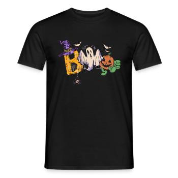 Boo Halloween Bat Pumpkin Ghost and Spiders - Men's T-Shirt - black - Front - AI Model Male 178 light (178cm)