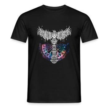 Thor Hammer Raven Mjölnir Rune Viking Galaxy - Men's T-Shirt - black - Front - AI Model Male 178 light (178cm)